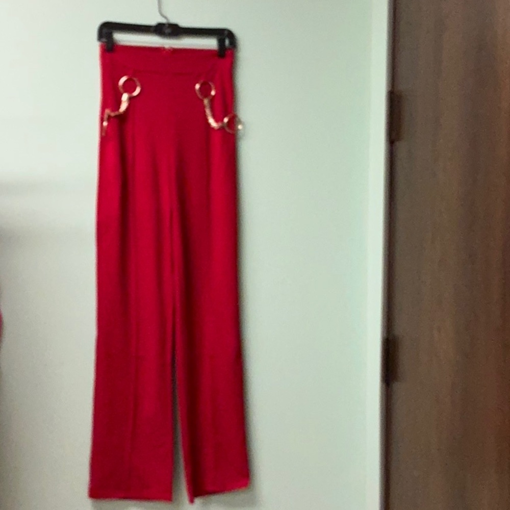 Elegant Red High-Waisted Pants